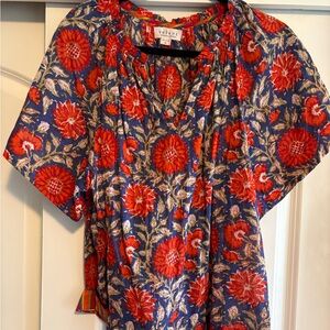 Velvet by Graham & Spencer Red and Blue Floral Blouse